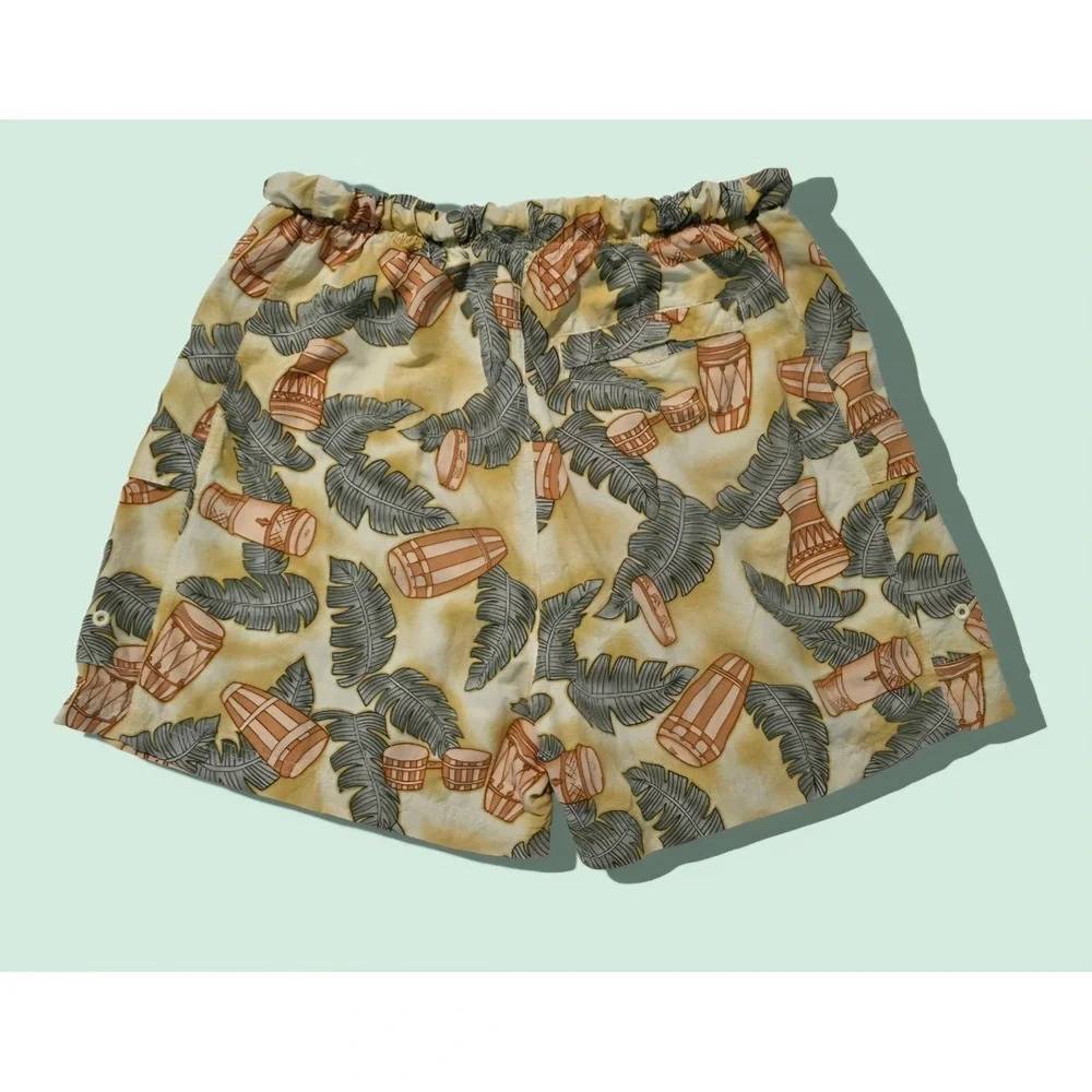 Tommy Bahama Men's Swim Trunks, Tropical Palm Leaf & Drum Print, Size L